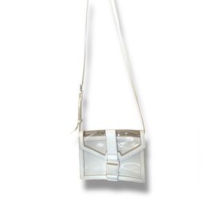 FOREVER 21 Transparent & White Faux Leather Crossbody Buckle Closure Bag